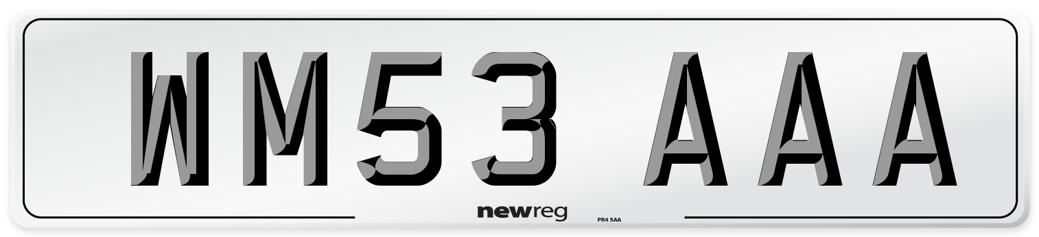 WM53 AAA Number Plate from New Reg